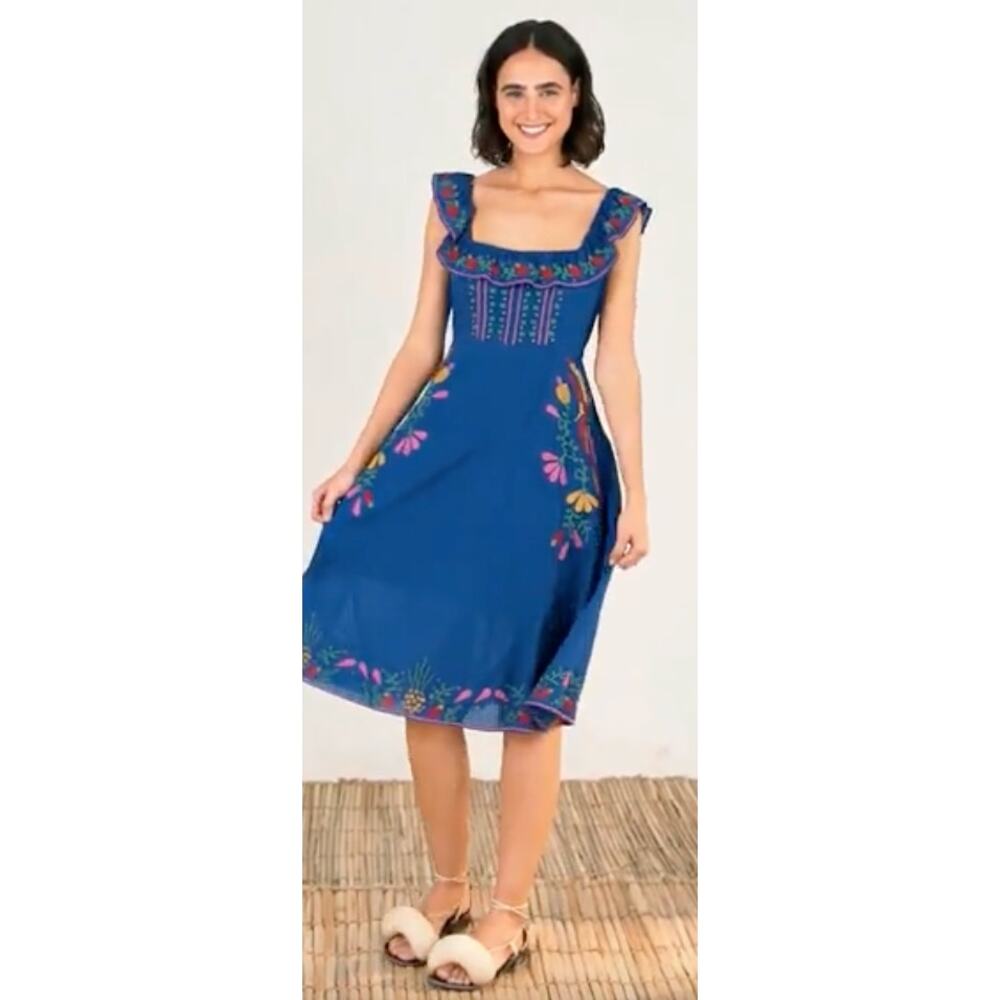 Farm Rio “Cross Stitch Embroidered Midi Dress” New with Tags, Size Small